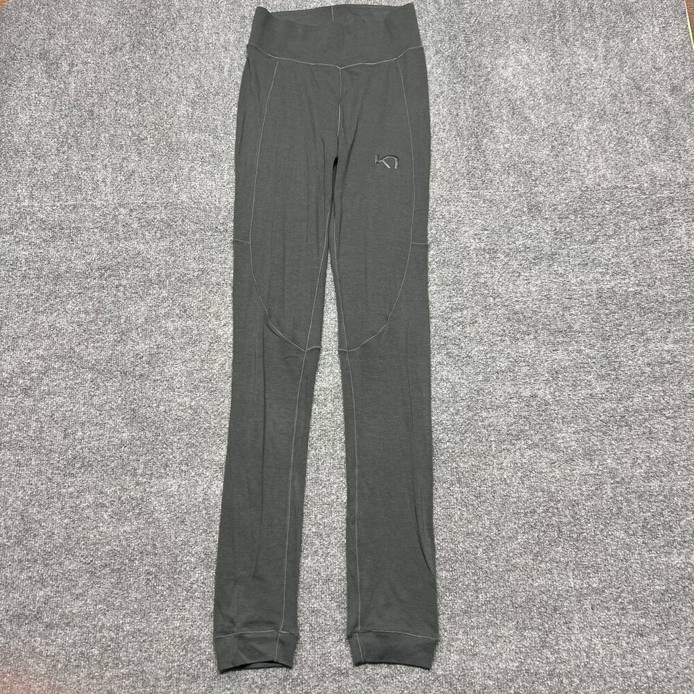 Kari Traa Leggings Womens S Gray Thermal Knit Base Layer Ski Running Hiking